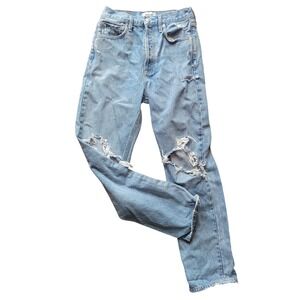 AGOLDE Jeans 24 Light Wash Distressed High Rise Straight Leg Button Fly Denim